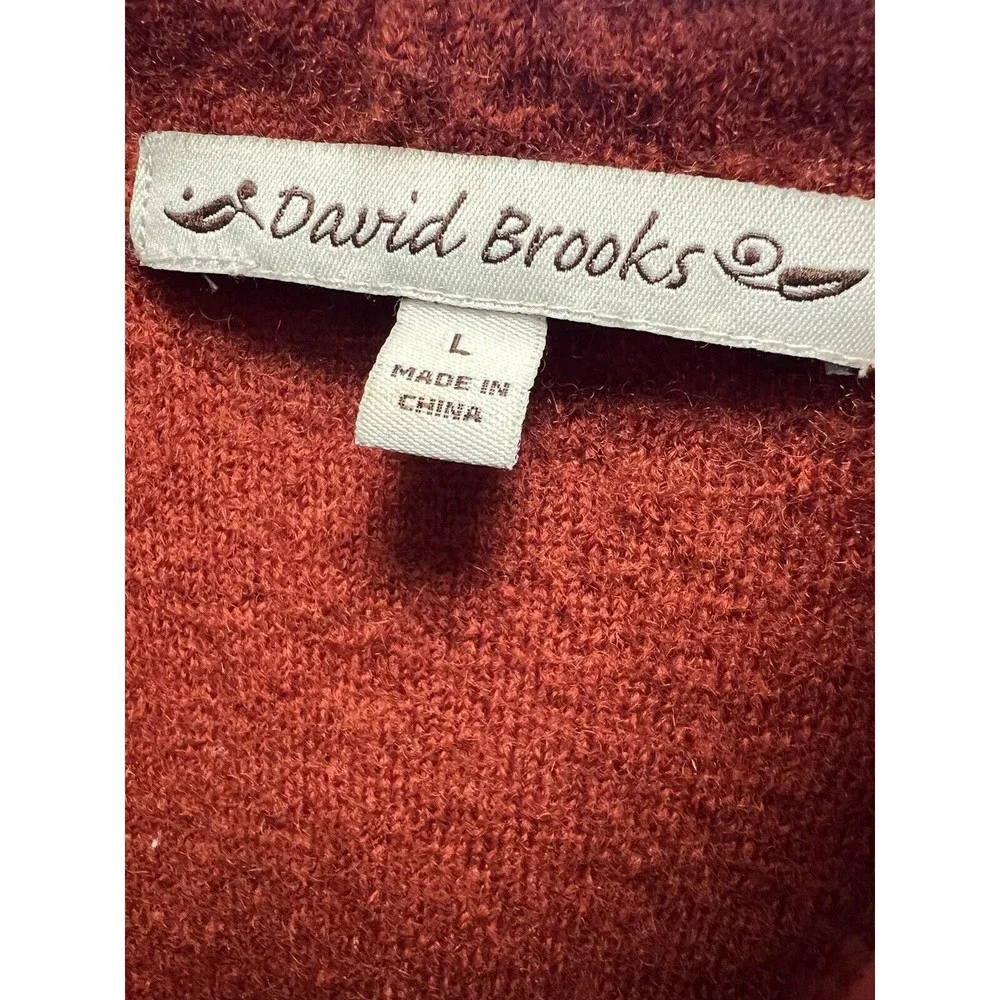 David Brooks Women's Brown/Burnt Orange LS Wool Metal Button Hooded Cardigan VTG